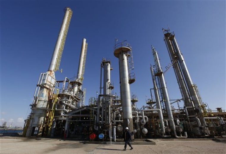 Production at Libya's Brega oil complex has dropped by almost 90 percent amid the country's crisis because many employees have fled and few ships are coming to offload the product. 